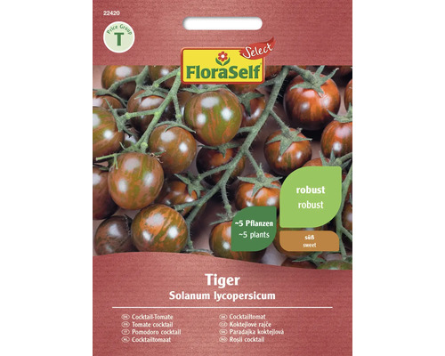 Tomatfrön FLORASESLF Select cocktailtomat Tiger F1