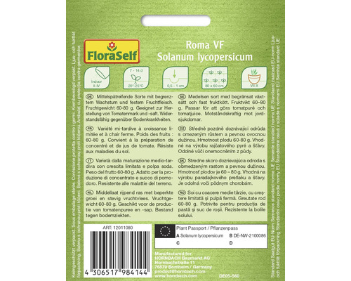 FloraSelf Roma VF tomatfrö förpackning