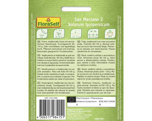Fröförpackning San Marzano 2 Solanum lycopersicum