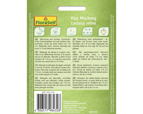 FloraSelf Vital Mischung Lactuca sativa fröförpackning