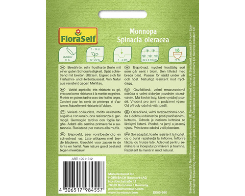 Fröförpackning Monnopa Spinacia oleracea från FloraSelf