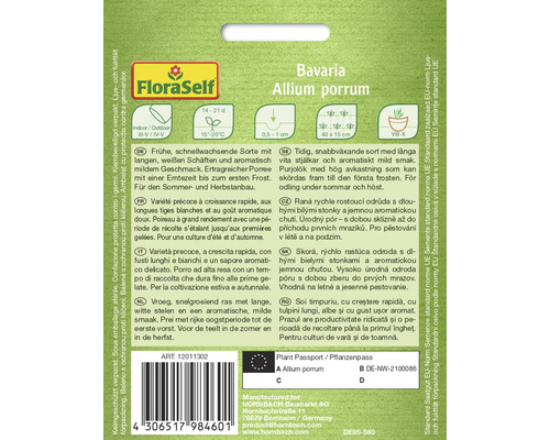 Bavaria Allium porrum fröförpackning
