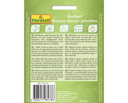 FloraSelf Roodnerf Brassica oleracea gemmifera fröförpackning
