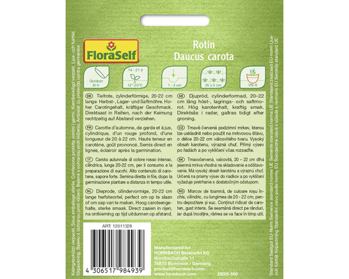 Fröförpackning för Rotin Daucus carota, en djupröd, cylinderformad morot