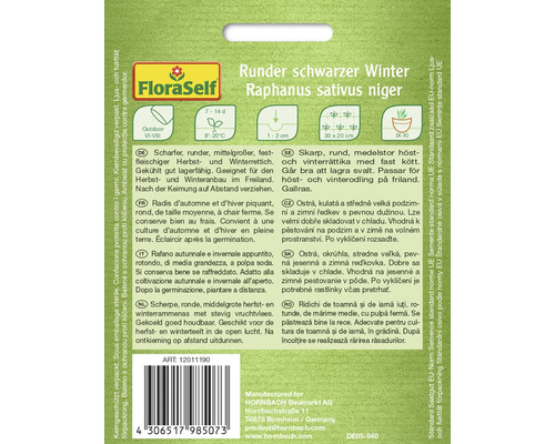 Förpackning med runda svarta vinterrättikafrön