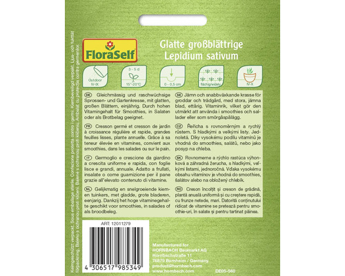 Fröförpackning för slätbladig krasse av märket FloraSelf