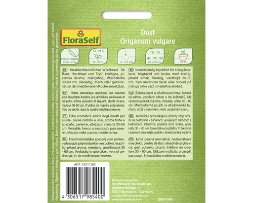 Förpackning med frön för oregano (Origanum vulgare)