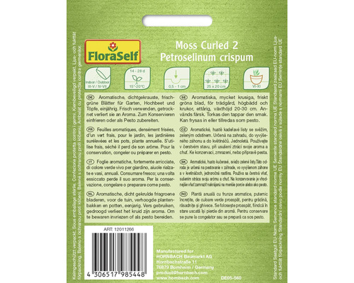 FloraSelf Moss Curled 2 persiljefröpaket