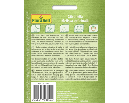 Fröförpackning Citronella Melissa officinalis
