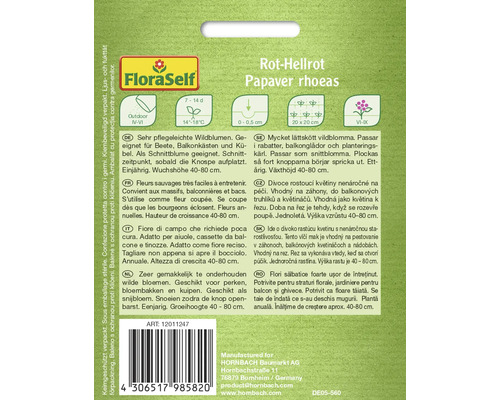 Förpackning med röd vallmosfrö av sorten Papaver rhoeas