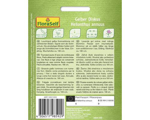 Fröförpackning för gul solros Helianthus annuus