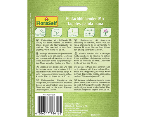 FloraSelf Tagetes patula nana fröförpackning