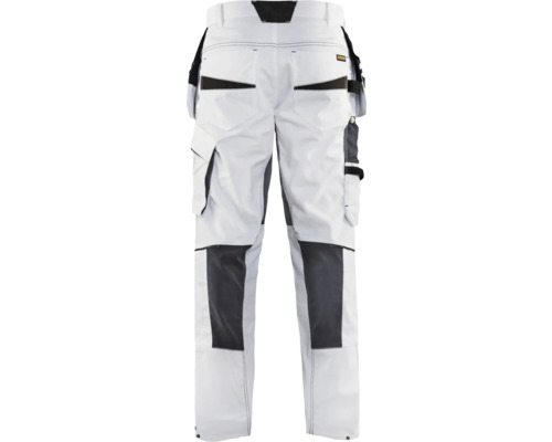 Vita arbetsbyxor med knäskyddsfickor och flera fickor