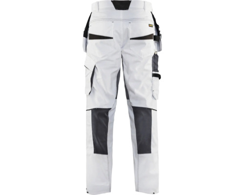 Vita arbetsbyxor med knäskyddsfickor och flera fickor