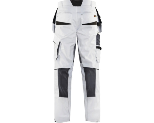 Vita arbetsbyxor med fickor och knäförstärkning