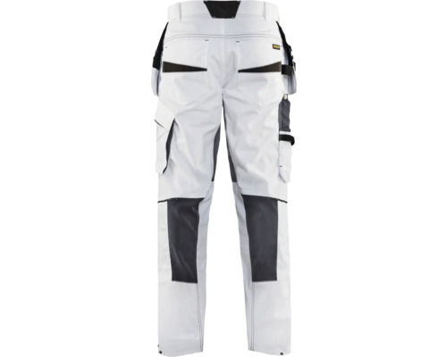 Vita arbetsbyxor med knäskyddsfickor och flera fickor