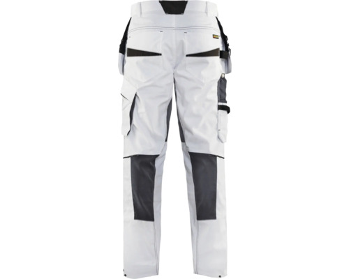 Vita arbetsbyxor med fickor och knäförstärkning