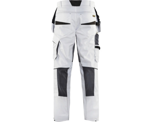 Vita arbetsbyxor med fickor och förstärkta knän