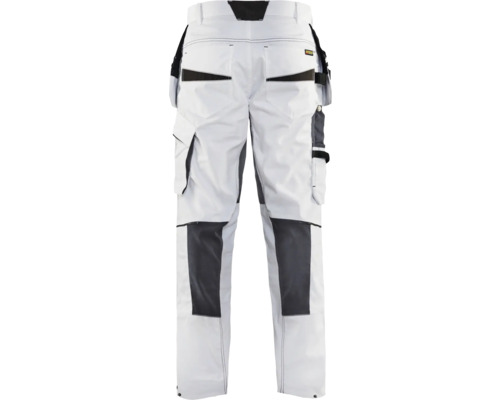 Vita arbetsbyxor med fickor och knäförstärkning