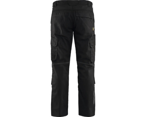 Svarta arbetsbyxor med fickor, bakifrån