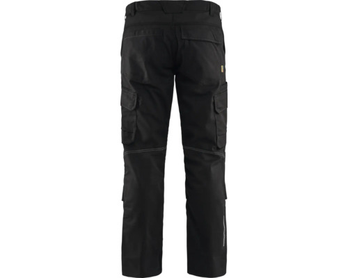 Svarta arbetsbyxor med flera fickor, bakifrån