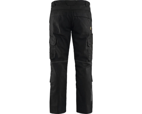 Svarta arbetsbyxor med flera fickor.