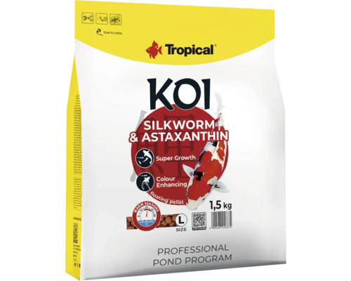 Dammfoder TROPICAL Koi Silkworm & Astaxanthin L 1,5kg