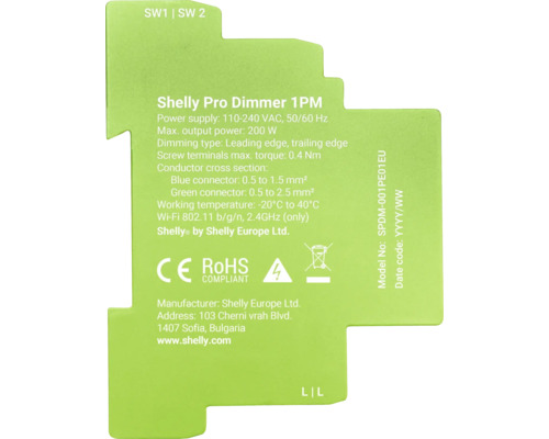 Produktinformation Shelly Pro Dimmer 1PM