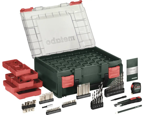 Metabo verktygsväska med borrset, bitset, mätverktyg och tillbehör