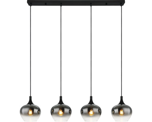 Taklampa med fyra lampor med glasskärmar