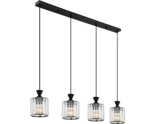 Pendellampa med fyra lampor och cylindriska glasskärmar