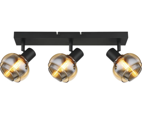 Taklampa med tre spotlights och dekorativa glaskulor