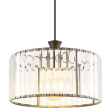 Pendellampa GLOBO Jordana E27 svart/glas