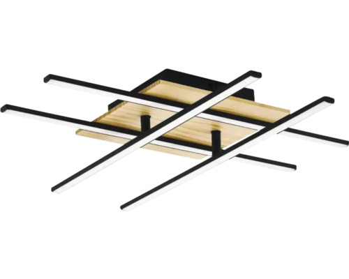 Modern taklampa med träplatta och LED-lampor