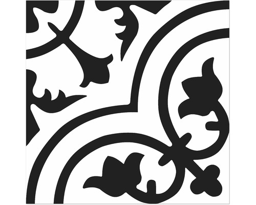 Klinker marockankst Casablanca Amantus vit svart matt 20x20x0,8 cm Dekorativ platta med blommönster för vägg och golv