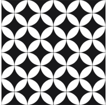 Svartvitt kakelmönster med överlappande cirklar