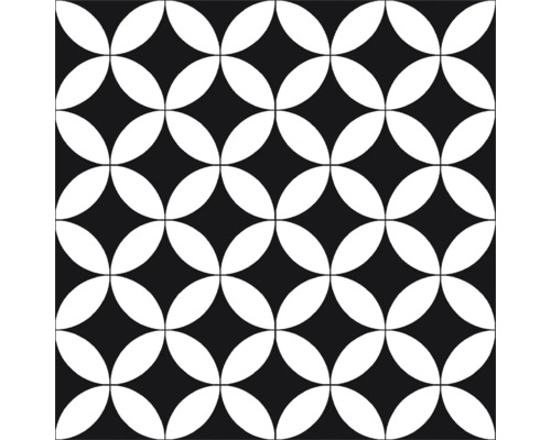 Klinker maorckankst Casablanca Chess svart vit matt 20x20x0,8 cm Svartvitt kakelmönster med överlappande cirklar