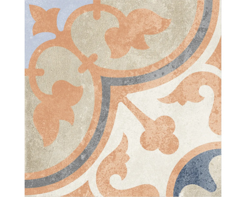 Klinker marockanskt Casablanca Coralle korall matt 20x20x0,8 cm Dekorativ platta med blommönster