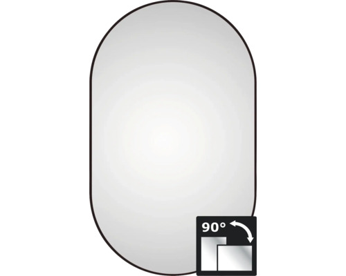 Oval spegel svart 60x100cm