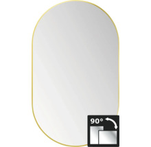 Oval spegel med ram och symbol för 90 graders rotation.