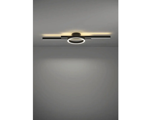 Modern LED-taklampa med cirkulär design och raka element