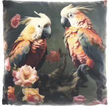 Dekorativ kudde med kakadua och blommotiv