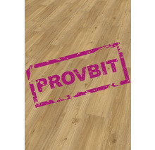 Trägolv med trycket ''PROVBIT''