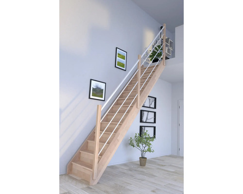 Rak trappa PERTURA Notos 13 steg obehandlad bok bok stängd bok vit B:83 cm inkl. sättsteg höger Rak trappa PERTURA Notos 13 steg obehandlad bok bok stängd bok vit B:83 cm inkl. sättsteg höger