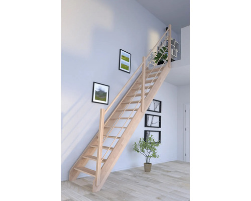 Rak trappa PERTURA Notos 13 steg obehandlad bok bok öppen bok B: 93 cm exkl. sättsteg höger Rak trappa PERTURA Notos 13 steg obehandlad bok bok öppen bok B: 93 cm exkl. sättsteg höger