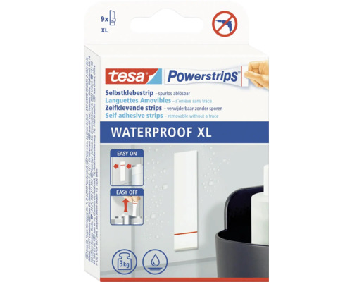 Powerstrips TESA waterproof strips XL vit akryl Tesa Powerstrips Waterproof XL, 9 stycken, självhäftande och avtagbara utan spår