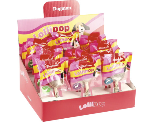 Dogman Lollipop för hundar i försäljningsdisplay