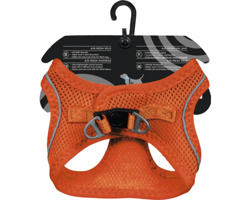 Orangefärgad Air-Mesh hundsele på en galge
