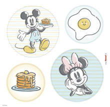 Väggdekal med Musse Pigg, Mimmi Pigg, stekt ägg och pannkaksmotiv