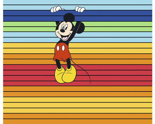 Fototapet KOMAR Mickey magic rainbow 250x300cm Mickey Mouse med färgade horisontella ränder